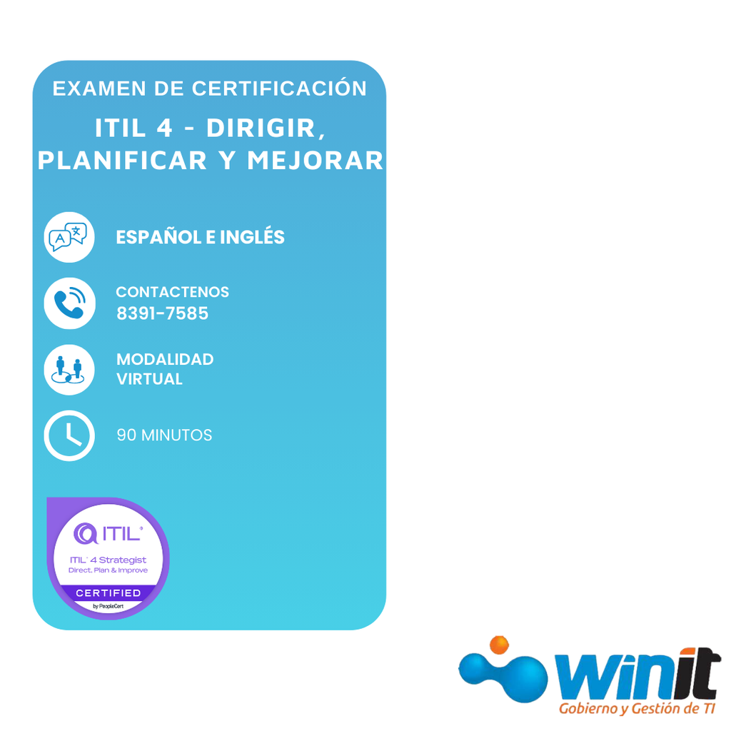 Examen ITIL 4 - Dirigir, Planificar y Mejorar